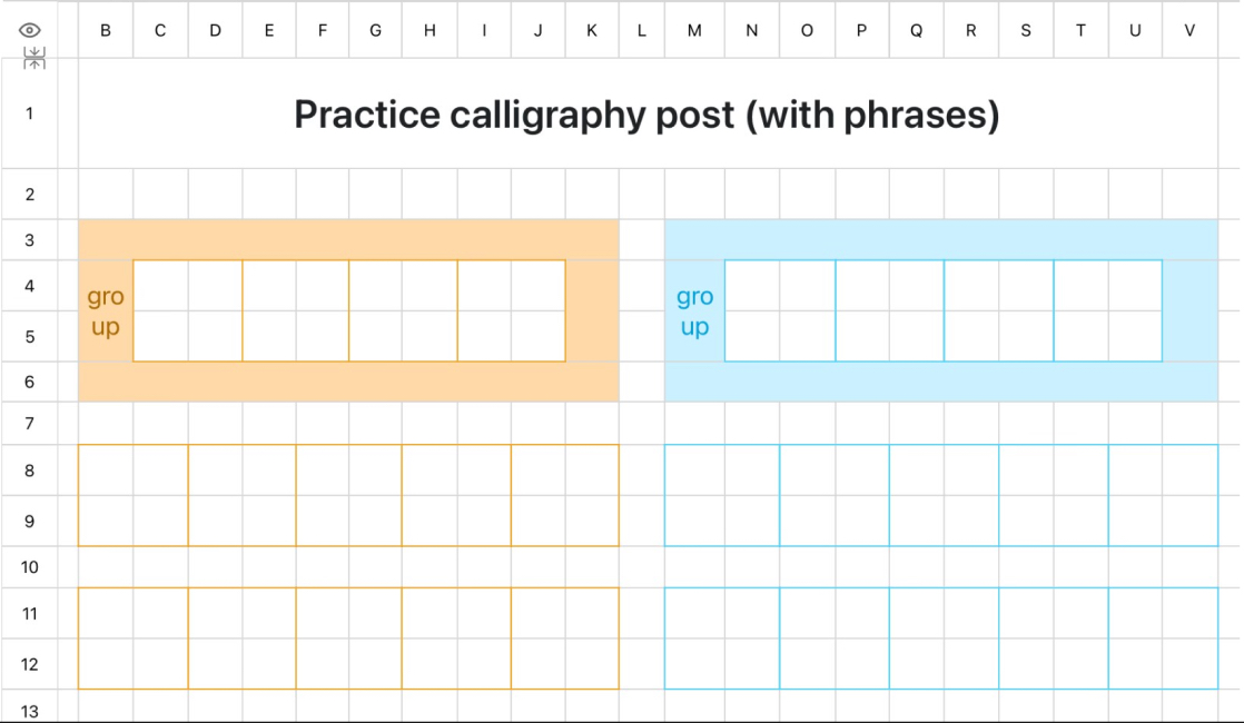Practice calligraphy post (with phrases)
